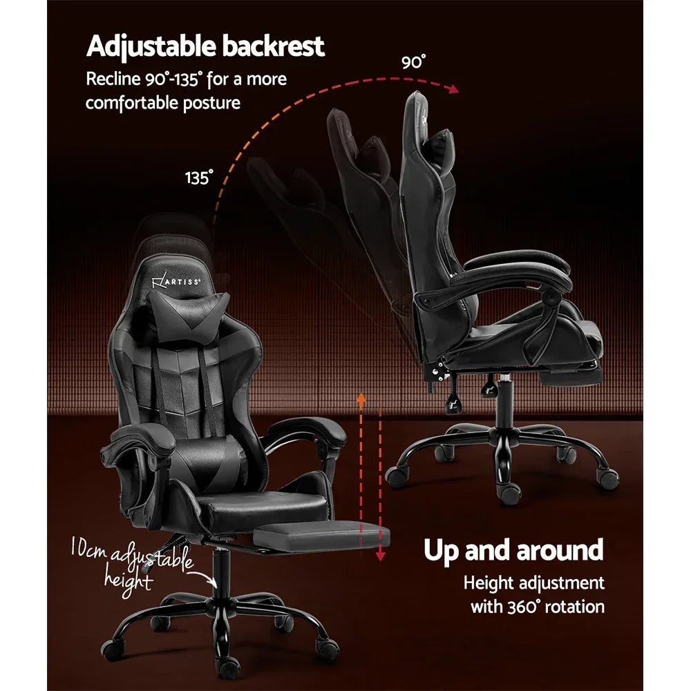 Artiss Gaming Chair Leather - Grey - Flea Market