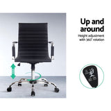 Black office chair with height adjustment and 360° rotation, chrome base, ergonomic design