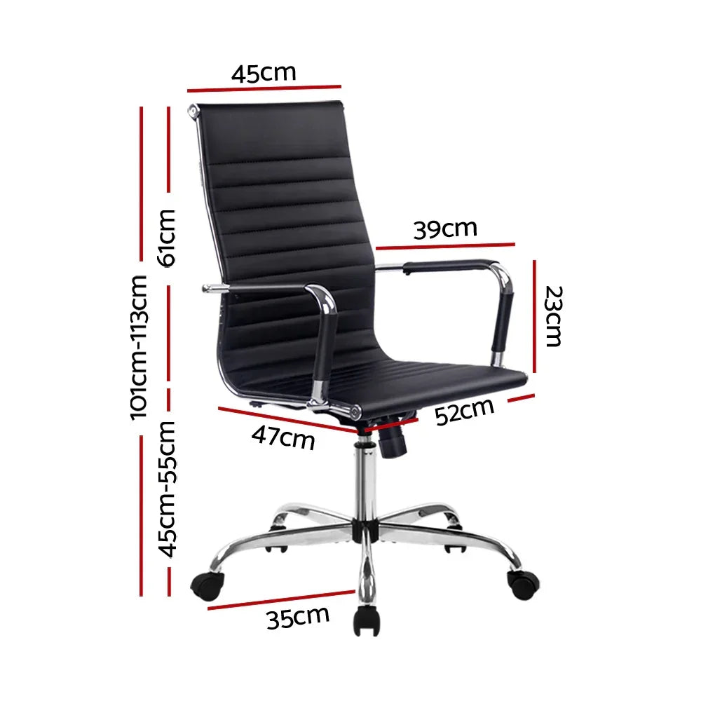 Artiss Office Chair Conference Chairs PU Leather High Back Black - Stacks Warehouse