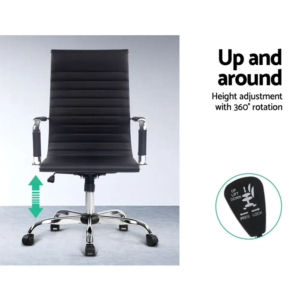 Artiss Office Chair Conference Chairs PU Leather High Back Black - Stacks Warehouse