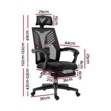 Ergonomic office chair with mesh back, adjustable dimensions, and rolling base for comfort and support.