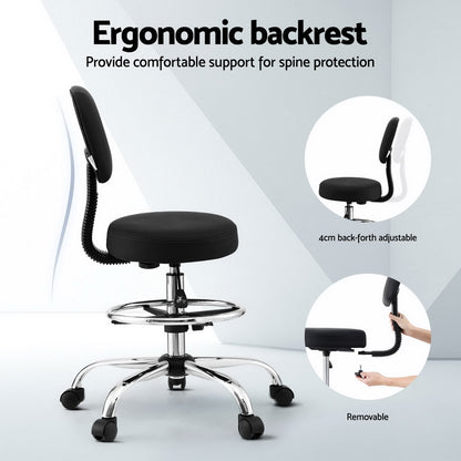 Ergonomic black office chair with adjustable backrest and chrome base for spine support