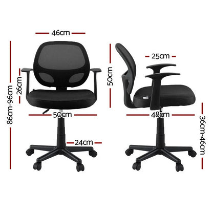 Artiss Mesh Office Chair Computer Gaming Desk Chairs Work Study Mid Back Black - Stacks Warehouse