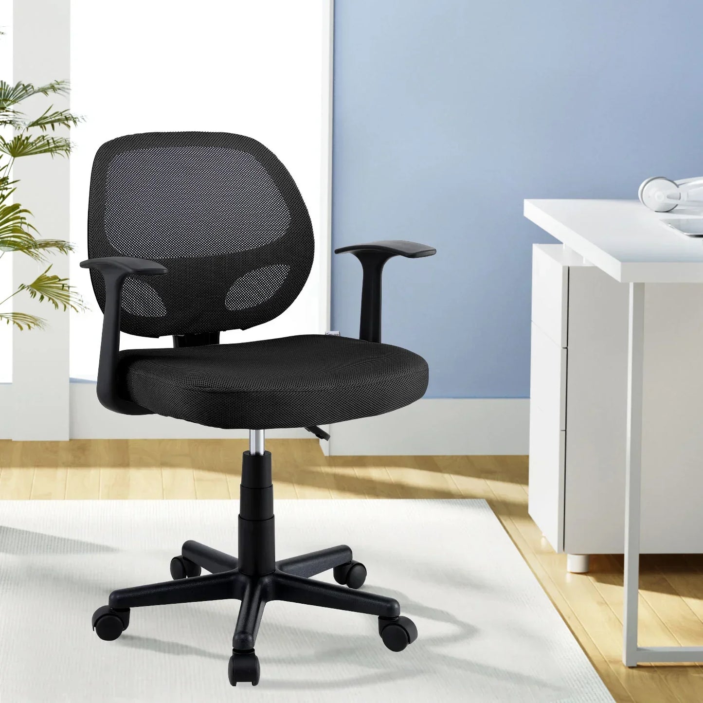 Artiss Mesh Office Chair Computer Gaming Desk Chairs Work Study Mid Back Black - Stacks Warehouse