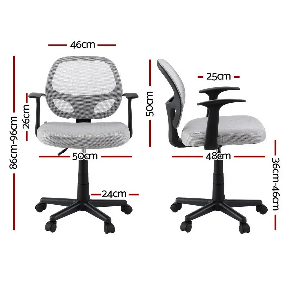 Artiss Mesh Office Chair Computer Gaming Desk Chairs Work Study Mid Back Grey - Stacks Warehouse