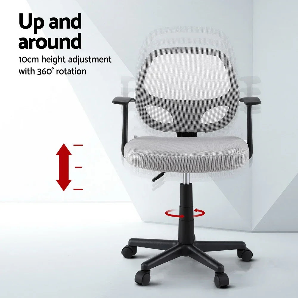 Artiss Mesh Office Chair Computer Gaming Desk Chairs Work Study Mid Back Grey - Stacks Warehouse