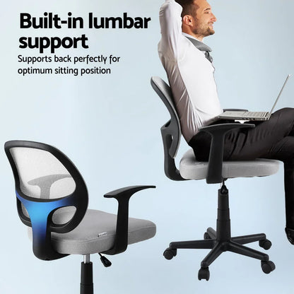 Artiss Mesh Office Chair Computer Gaming Desk Chairs Work Study Mid Back Grey - Stacks Warehouse