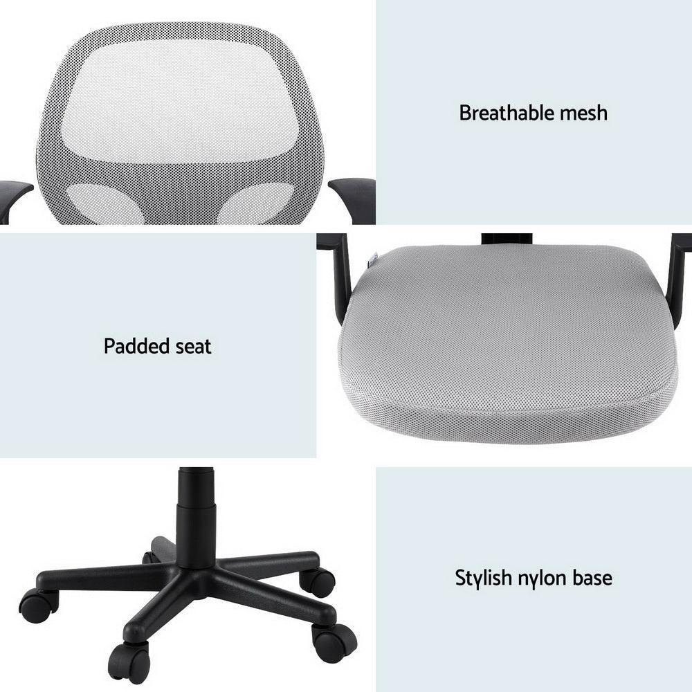 Artiss Mesh Office Chair Computer Gaming Desk Chairs Work Study Mid Back Grey - Stacks Warehouse