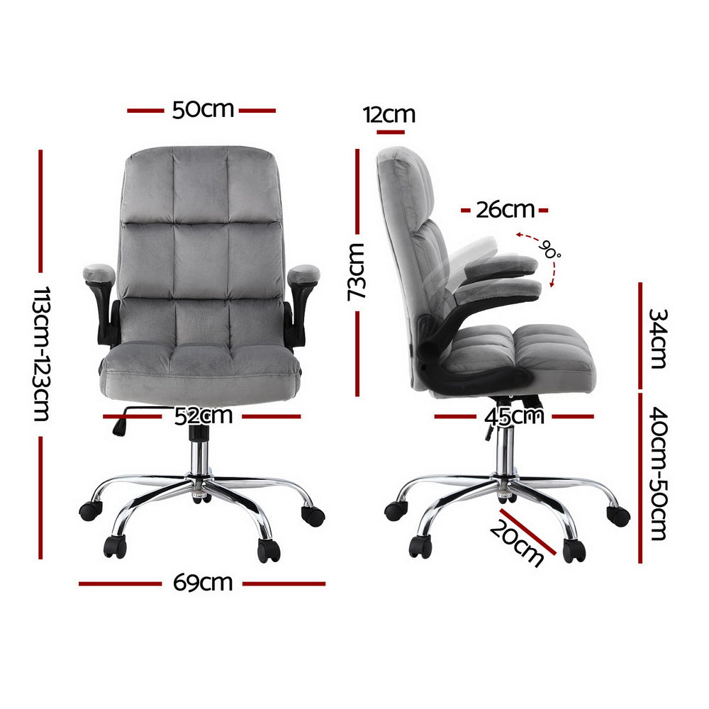 Artiss Mid-Back Velvet Office Chair, Grey