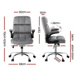 Artiss Mid-Back Velvet Office Chair, Grey
