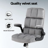 Artiss Mid-Back Velvet Office Chair, Grey
