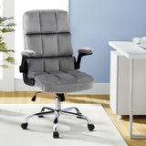 Artiss Mid-Back Velvet Office Chair, Grey