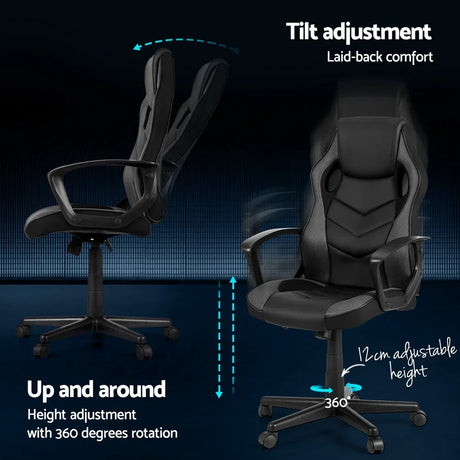 Artiss Gaming Office Chair Computer Chairs Grey - Flea Market