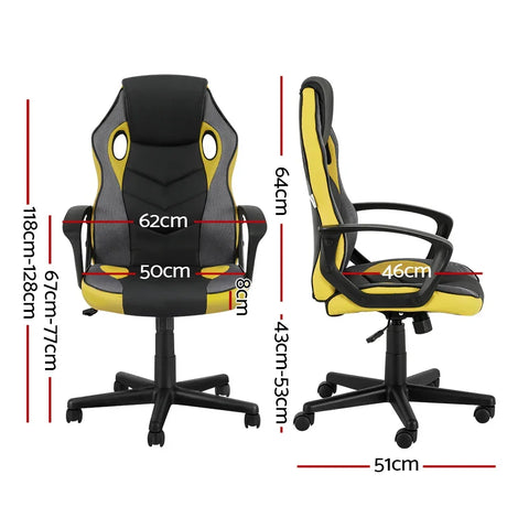 Artiss Gaming Office Chair Computer Executive Racing Chairs High Back Yellow - Flea Market