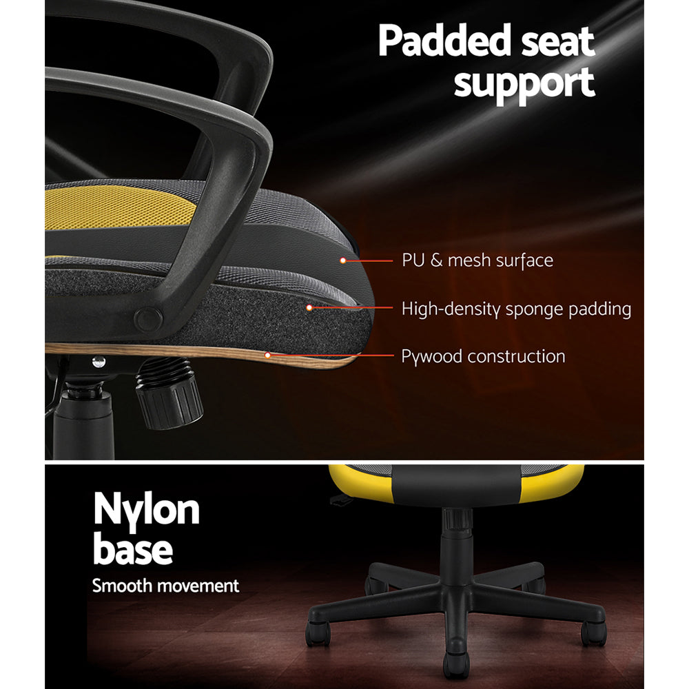 Artiss Gaming Chair High Back Racing Seat PU Leather Yellow 150kg