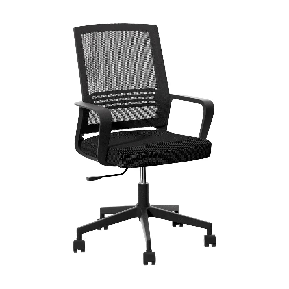 Artiss Mesh Office Chair Computer Gaming Desk Chairs Work Study Mid Back Black - Stacks Warehouse