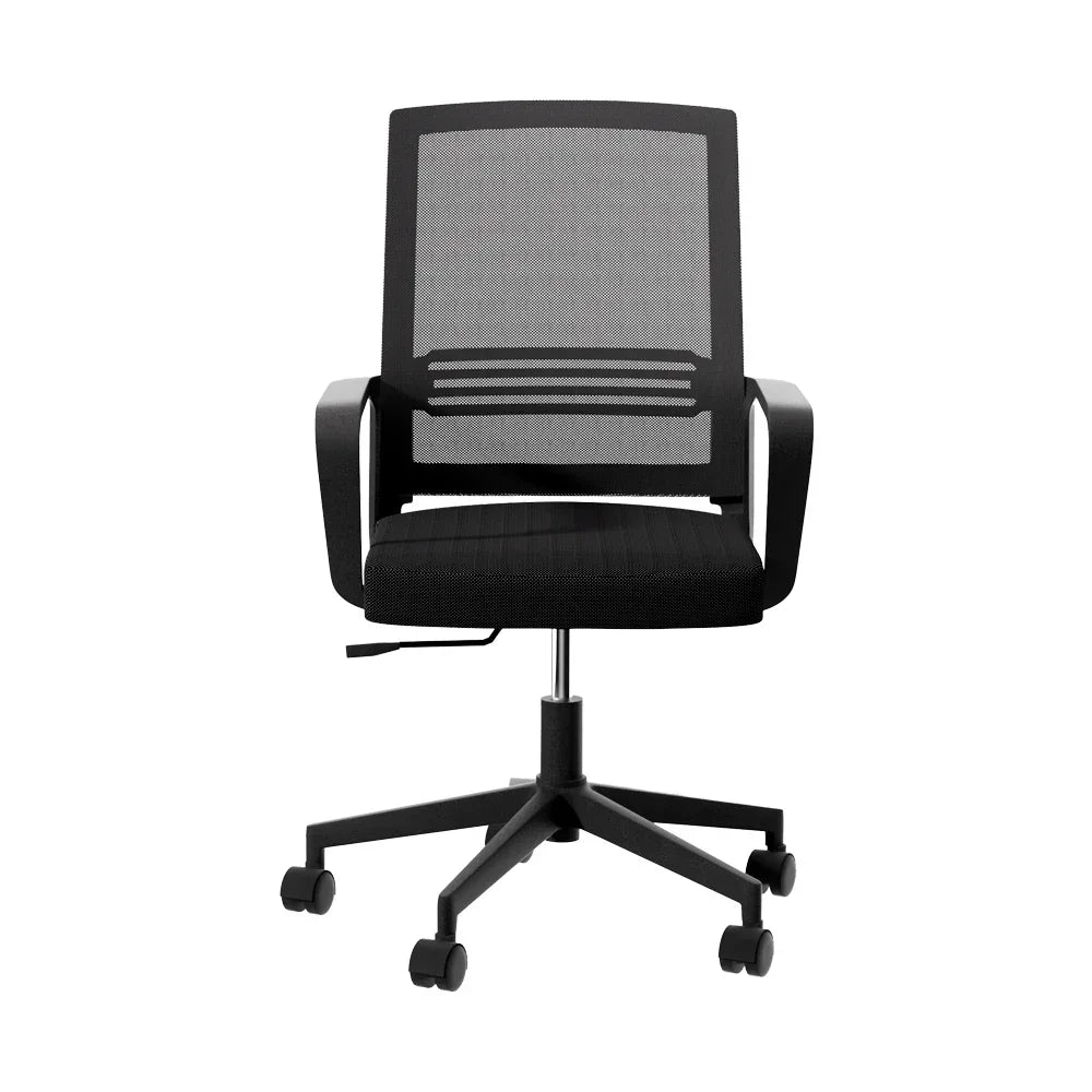Artiss Mesh Office Chair Computer Gaming Desk Chairs Work Study Mid Back Black - Stacks Warehouse