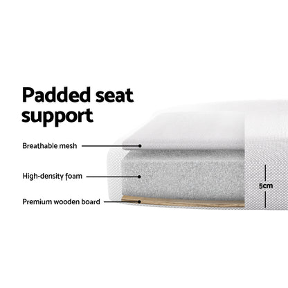 Padded seat support with breathable mesh, high-density foam, and wooden board, 5cm thick