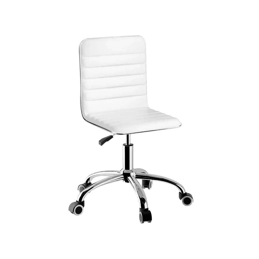 Artiss Office Chair Conference Chairs PU Leather Low Back White - Stacks Warehouse