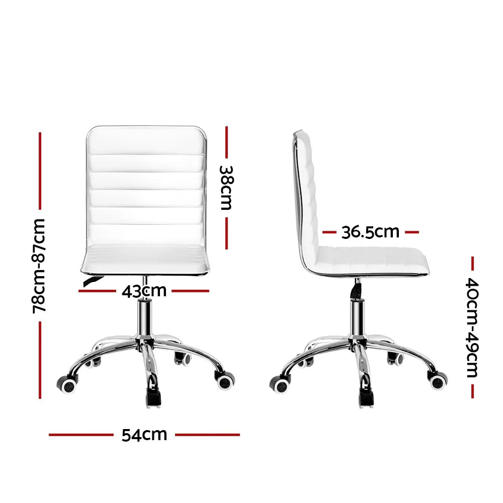 Artiss Office Chair Conference Chairs PU Leather Low Back White - Stacks Warehouse