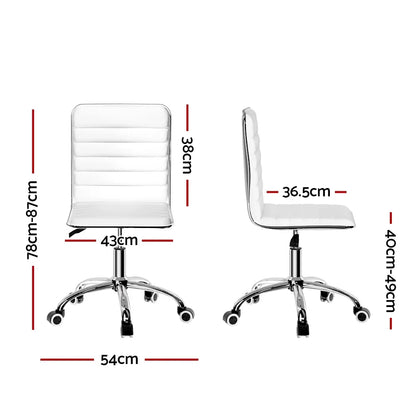 Artiss Office Chair Conference Chairs PU Leather Low Back White - Stacks Warehouse