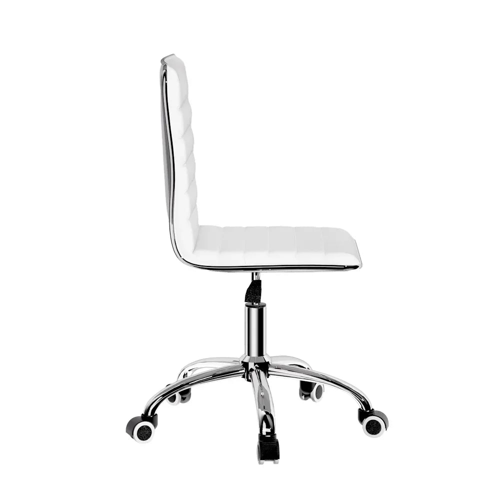 Artiss Office Chair Conference Chairs PU Leather Low Back White - Stacks Warehouse