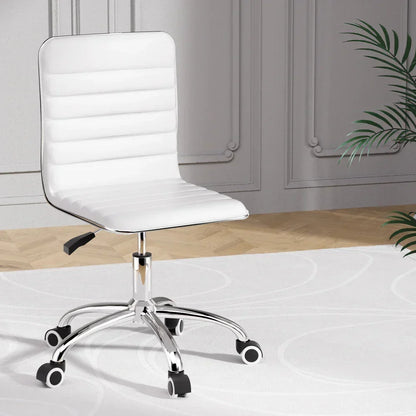 Artiss Office Chair Conference Chairs PU Leather Low Back White - Stacks Warehouse