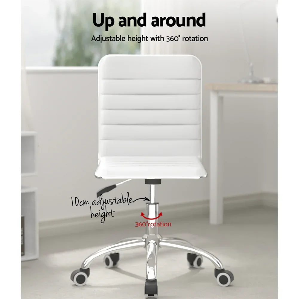 Artiss Office Chair Conference Chairs PU Leather Low Back White - Stacks Warehouse