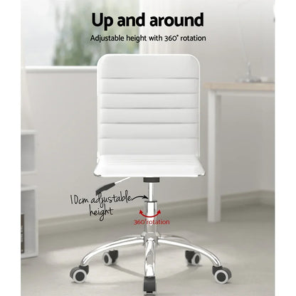 Artiss Office Chair Conference Chairs PU Leather Low Back White - Stacks Warehouse