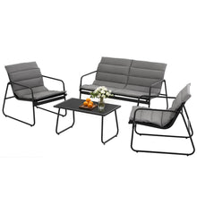 Gardeon Outdoor Sofa Set 4 Piece Textilene Black With Cushions