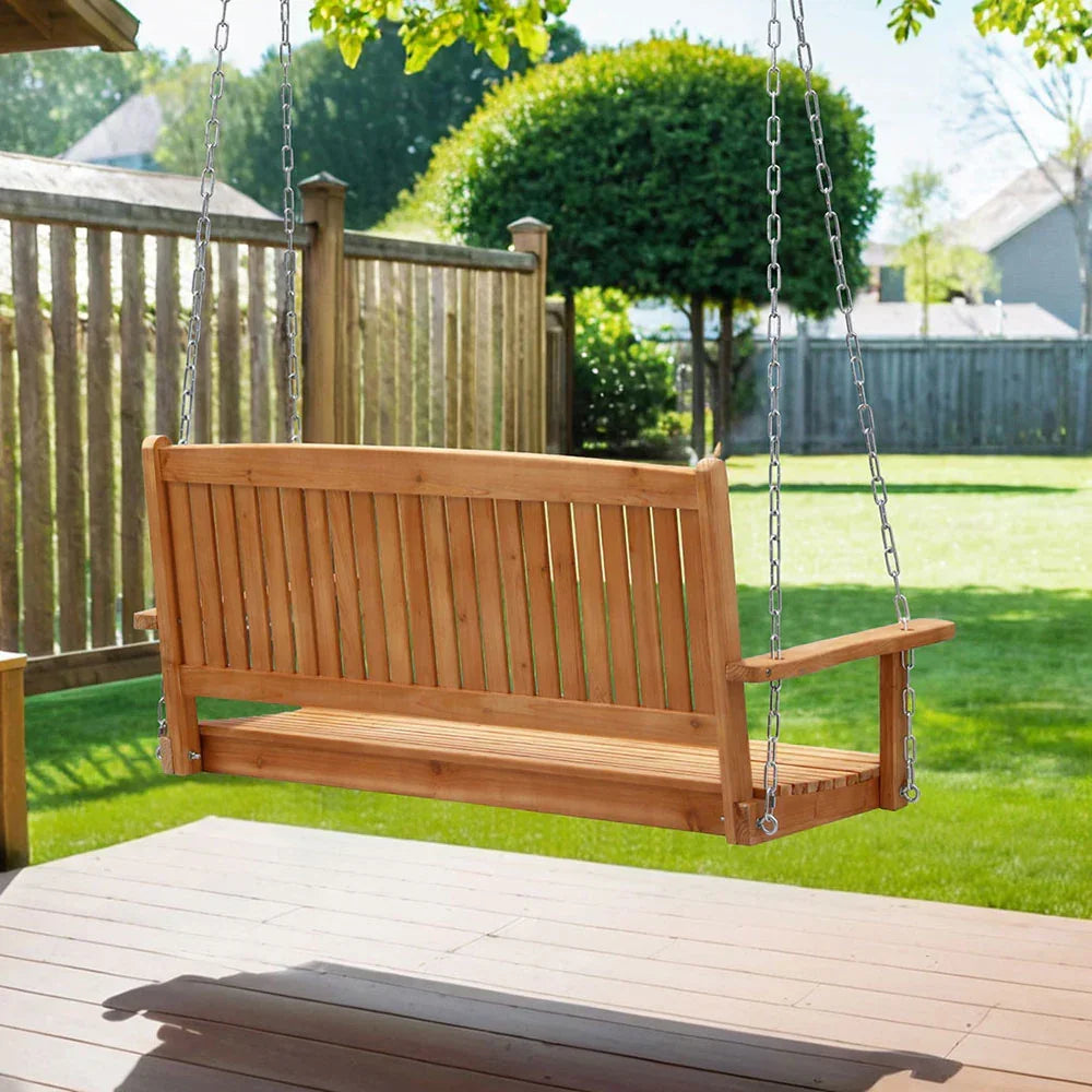 Gardeon Porch Swing Chair With Chain Outdoor Furniture Wooden Bench 2 Seater - Stacks Warehouse