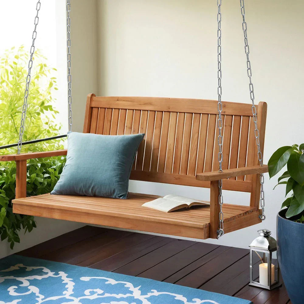 Gardeon Porch Swing Chair With Chain Outdoor Furniture Wooden Bench 2 Seater - Stacks Warehouse