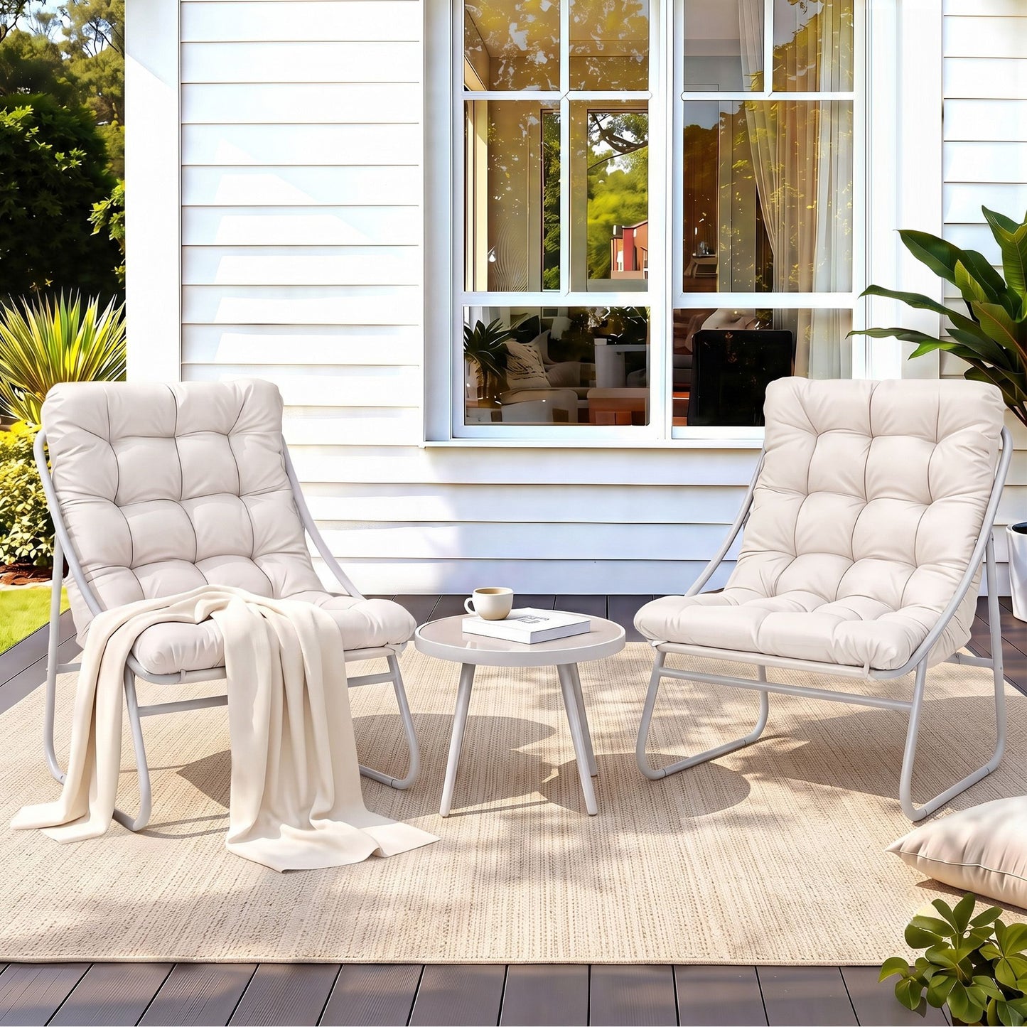 Gardeon 3 Piece Outdoor Bistro Set Khaki