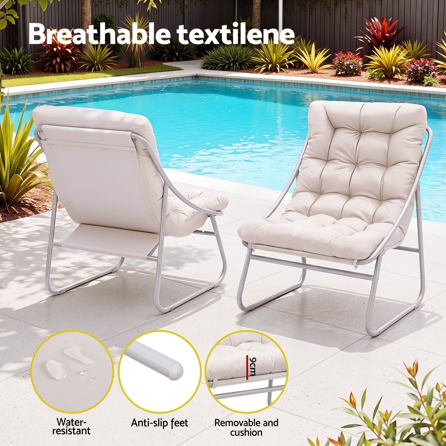 Gardeon 3 Piece Outdoor Bistro Set Khaki