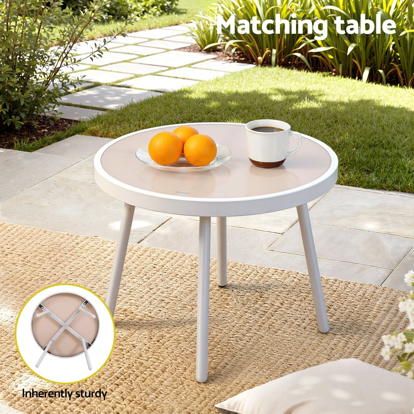 Gardeon 3 Piece Outdoor Bistro Set Khaki