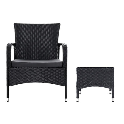 3PC Outdoor Bistro Set Patio Furniture Wicker Setting Chairs Table Luca - Stacks Warehouse