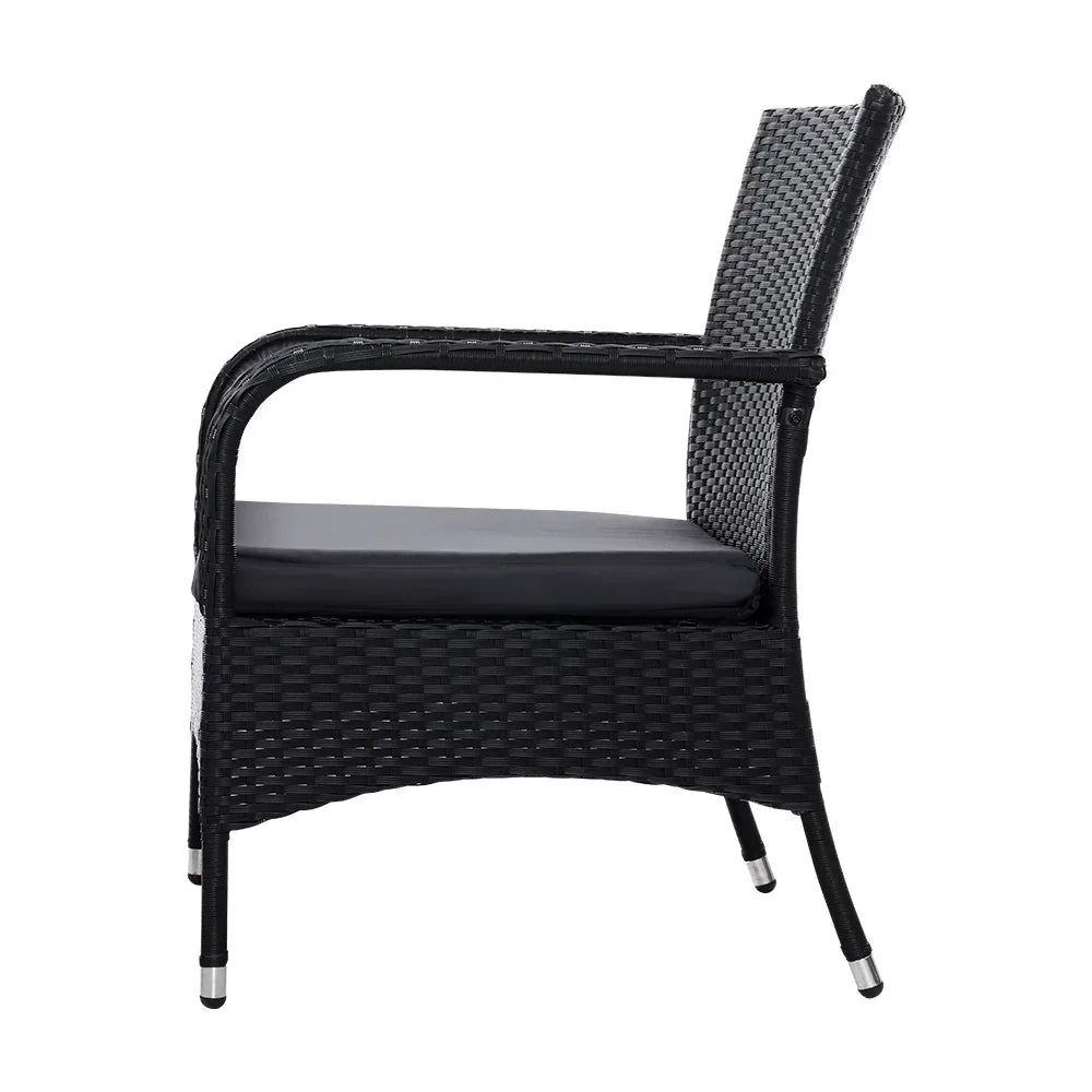3PC Outdoor Bistro Set Patio Furniture Wicker Setting Chairs Table Luca - Stacks Warehouse