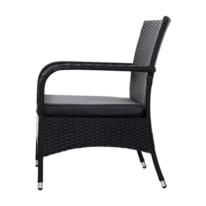 3PC Outdoor Bistro Set Patio Furniture Wicker Setting Chairs Table Luca - Stacks Warehouse