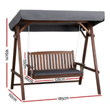 Gardeon Wooden Swing Chair Garden Bench Canopy 3 Seater Outdoor Furniture - Flea Market