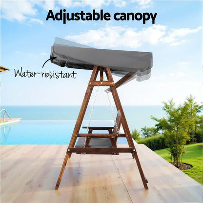 Gardeon Wooden Swing Chair Garden Bench Canopy 3 Seater Outdoor Furniture - Stacks Warehouse