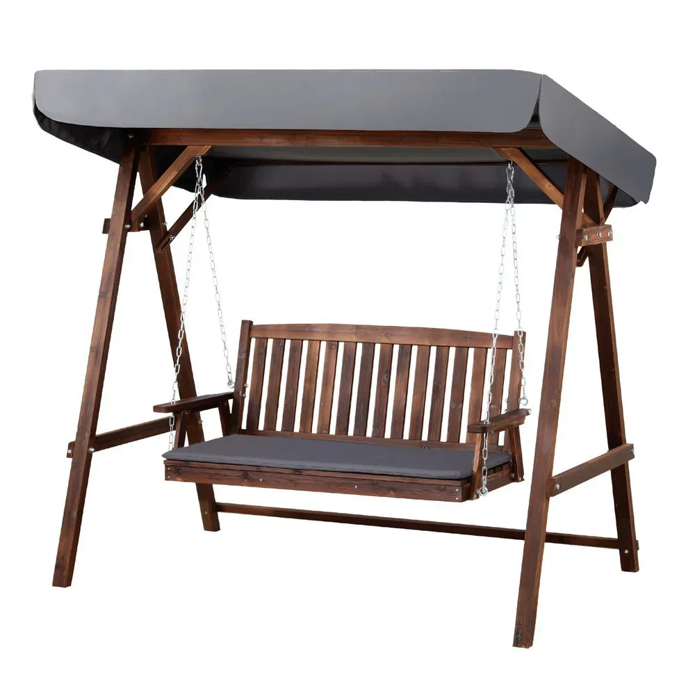 Gardeon Wooden Swing Chair Garden Bench Canopy 3 Seater Outdoor Furniture - Stacks Warehouse