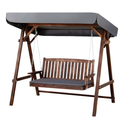 Gardeon Wooden Swing Chair Garden Bench Canopy 3 Seater Outdoor Furniture - Stacks Warehouse