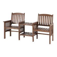 Outdoor Garden Bench Loveseat Wooden Table Chairs Patio Furniture Brown - Flea Market