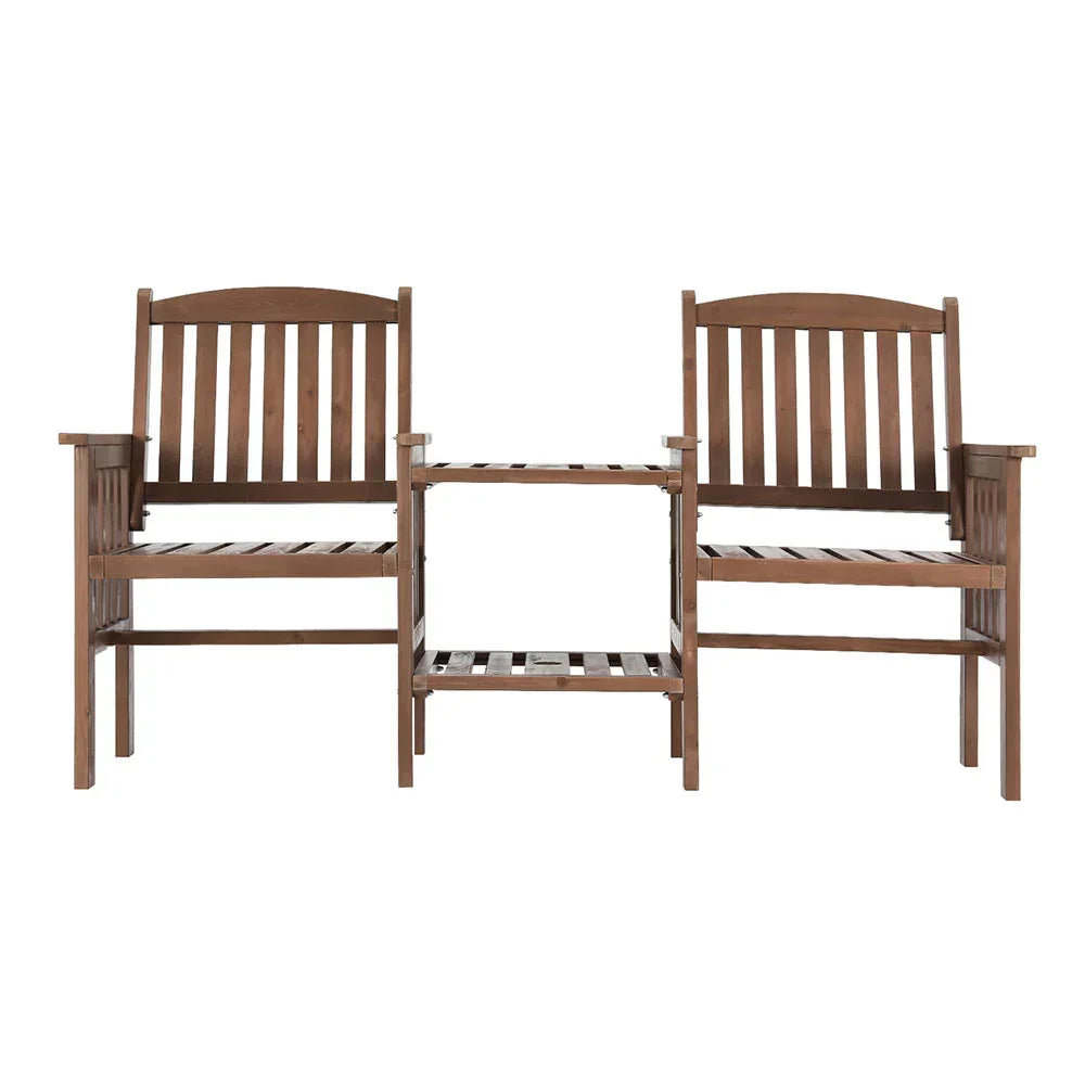 Outdoor Garden Bench Loveseat Wooden Table Chairs Patio Furniture Brown - Stacks Warehouse