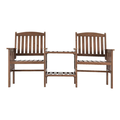 Outdoor Garden Bench Loveseat Wooden Table Chairs Patio Furniture Brown - Stacks Warehouse