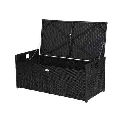 Gardeon Outdoor Storage Bench Box Wicker Garden Sheds Tools Cushion Patio Furniture Black - Stacks Warehouse