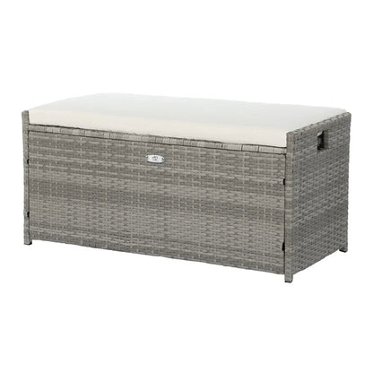Gardeon Outdoor Storage Bench Box Wicker Garden Sheds Tools Cushion Patio Furniture Grey - Stacks Warehouse