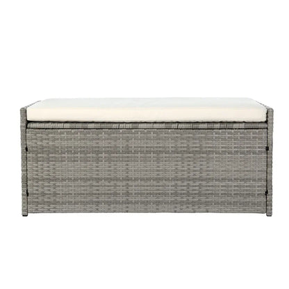 Gardeon Outdoor Storage Bench Box Wicker Garden Sheds Tools Cushion Patio Furniture Grey - Stacks Warehouse