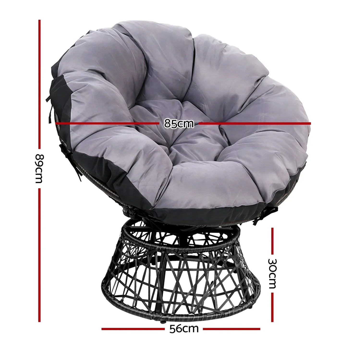 Gardeon Outdoor Chairs Outdoor Furniture Papasan Chair Wicker Patio Garden Black - Stacks Warehouse