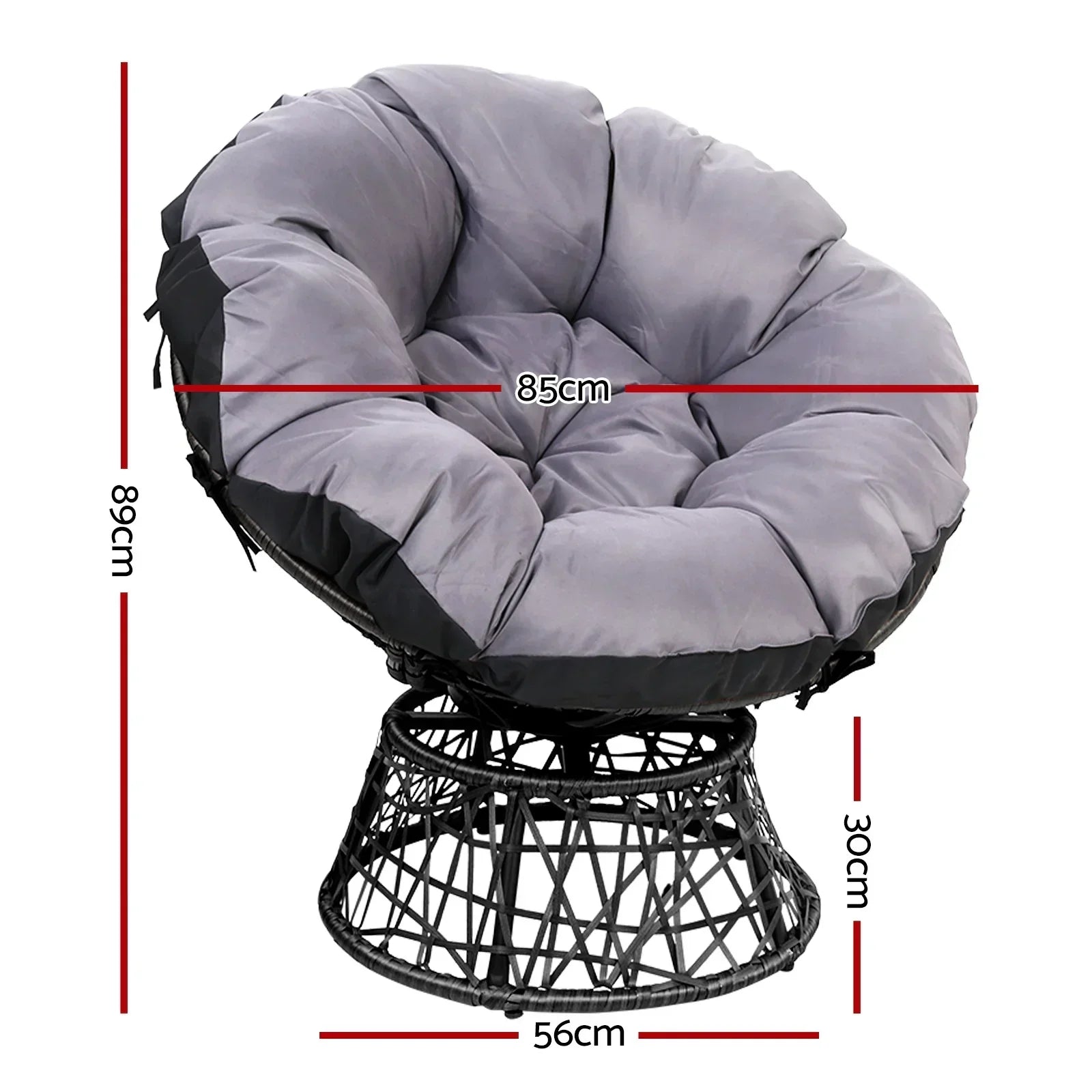 Gardeon Outdoor Chairs Outdoor Furniture Papasan Chair Wicker Patio Garden Black - Stacks Warehouse